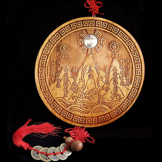 Statue Home and Office Decor for Success and Fortune Feng Shui Peach Wood Chinese