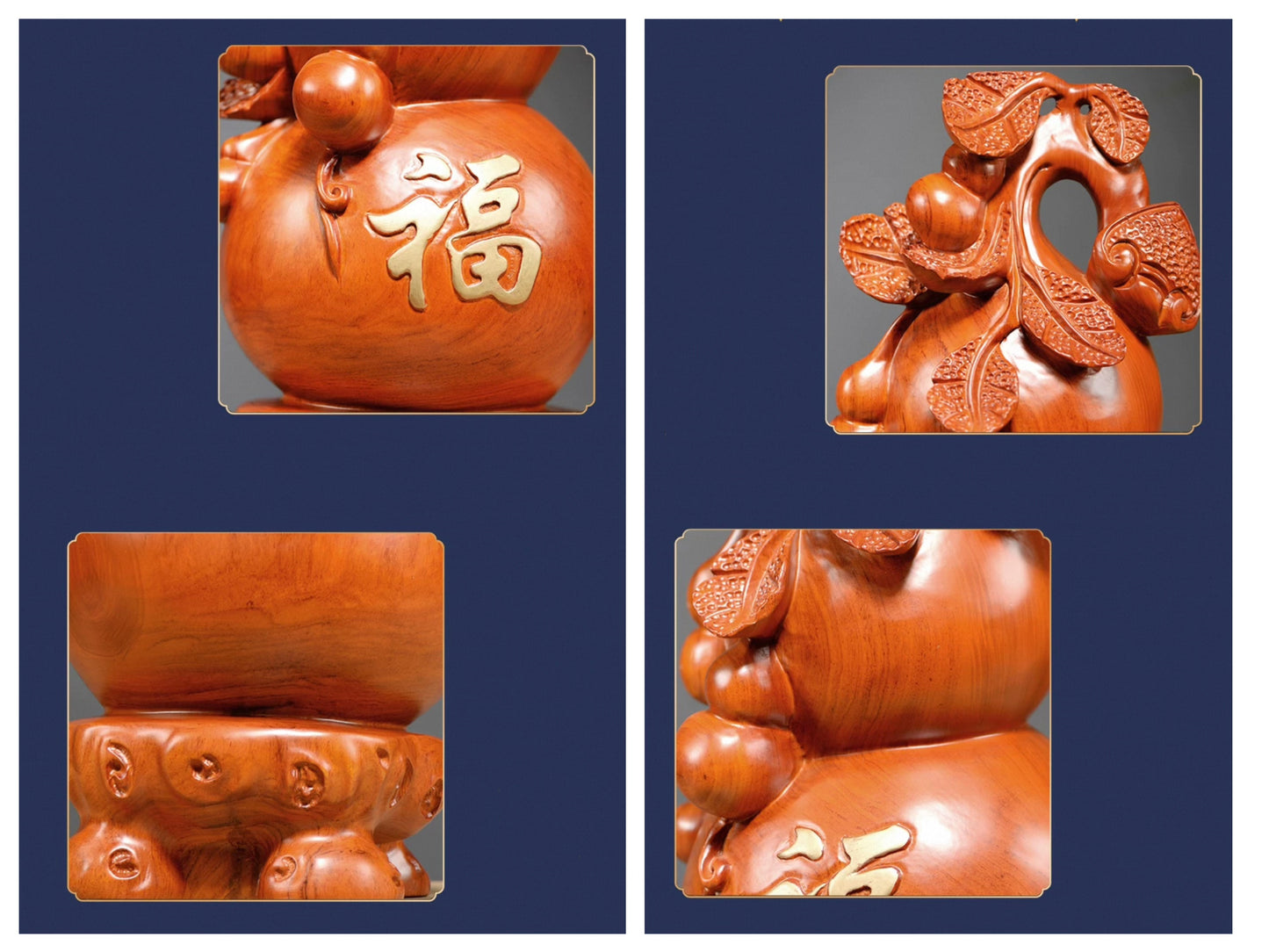 Rosewood carved gourd Feng Shui ornament