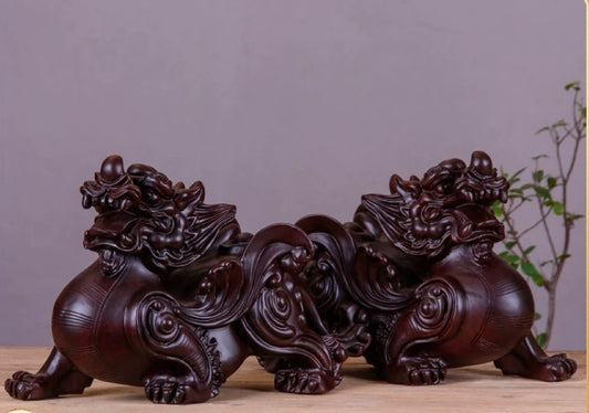 Ebony Wood Carved Feng Shui Ornament / Handicraft – Attracts Wealth and Prosperity