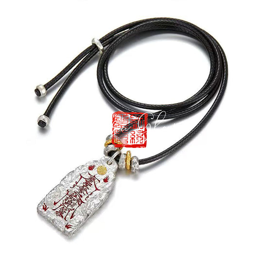 Pure Silver Taoist Talisman Golden Light Incantation Pendant