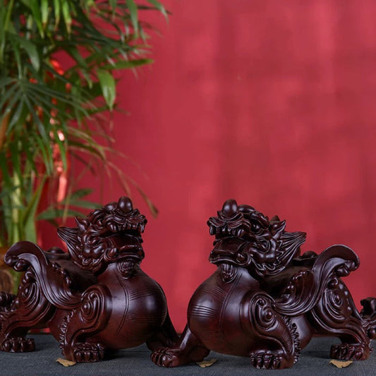 Ebony Wood Carved Feng Shui Ornament / Handicraft – Attracts Wealth and Prosperity