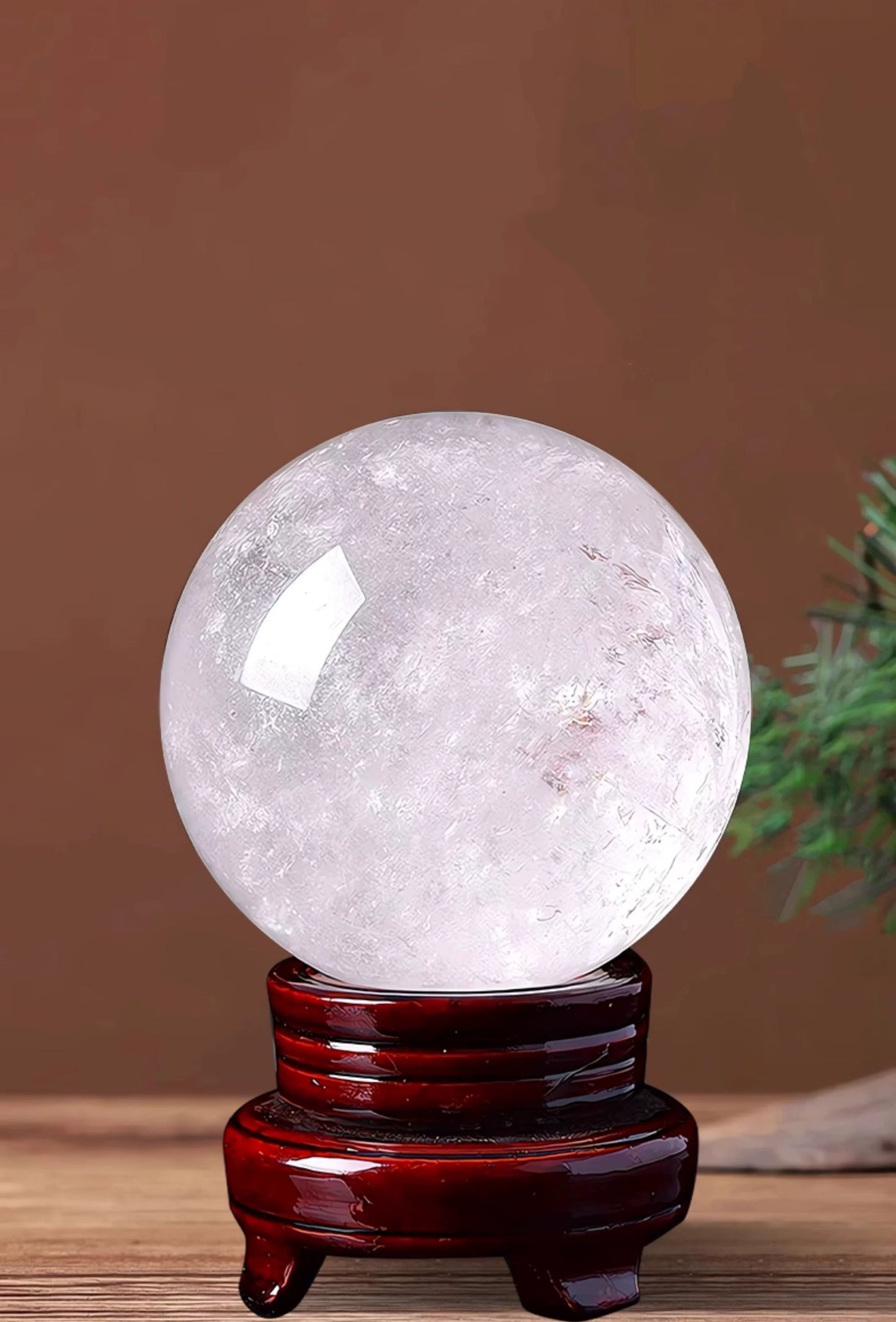 "Energy-Clearing Crystal Sphere – Certified AAA Grade White Quartz for Spiritual Healing & Home Blessing"